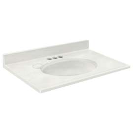 1439-7421 Samson 49-in x 19-in Cultured Marble Single Bowl Vanity Top, White on White (3-Pack)