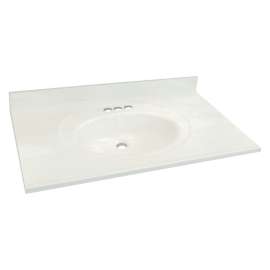 1439-7521 Samson 25-in x 22-in Cultured Marble Single Bowl Vanity Top, White on White (3-Pack)