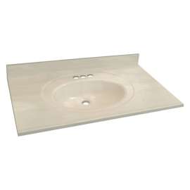 1439-7622 Samson 31-in x 22-in Cultured Marble Single Bowl Vanity Top, White on Bone (3-Pack)