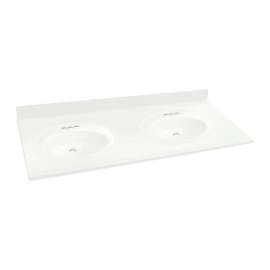 1439-7980 Samson 61-in x 22-in Cultured Marble Double Bowl Vanity Top, White (3-Pack)