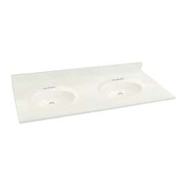 1439-7981 Samson 61-in x 22-in Cultured Marble Double Bowl Vanity Top, White on White (3-Pack)