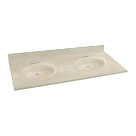 1439-7982 Samson 61-in x 22-in Cultured Marble Double Bowl Vanity Top, White on Bone (3-Pack)