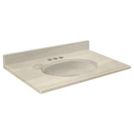 1469-7222 Samson 31-in x 19-in Cultured Marble Single Bowl Vanity Top, White on Bone (6-Pack)