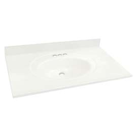 1469-7620 Samson 31-in x 22-in Cultured Marble Single Bowl Vanity Top, White (6-Pack)