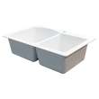 Transolid Aversa 33in x 22in silQ Granite Drop-in Double Bowl Kitchen Sink with 4 BADE Faucet Holes, In White