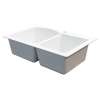 33-in X 22-in X 9.5-in silQ Granite Kitchen Sink with 1-3/4 D-Shaped Double Offset bowls, Drop-in Installation with 5 BACDE Faucet Holes, In White