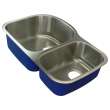 31.5-in x 20.5-in x 9-in 16 Gauge 75/25 Offset Double Bowls, Undermount Stainless Steel Kitchen Sink