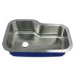 33-in x 22-in x 9-in 16 Gauge Offset Super Single Bowl, Undermount Stainless Steel Kitchen Sink