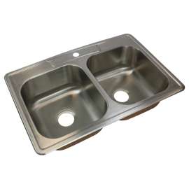 Classic Stainless Steel 33 Drop-in Kitchen Sink Kit with Bottom Grids, Flip-Top Strainer, Flip-Top Disposal Strainer, 