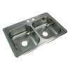 33-in x 22.02-in x 7-in 20 Gauge Double Equal Bowls, Stainless Steel Kitchen Sink, Drop-in Installation with MR2-Holes, with Grids, Strainer, Disposer Strainer, Installation Kit