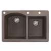 Transolid Aversa 33in x 22in silQ Granite Drop-in Double Bowl Kitchen Sink with 3 BAD Faucet Holes, In Espresso