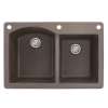 Transolid Aversa 33in x 22in silQ Granite Drop-in Double Bowl Kitchen Sink with 3 BAE Faucet Holes, In Espresso