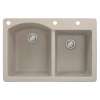 Transolid Aversa 33in x 22in silQ Granite Drop-in Double Bowl Kitchen Sink with 3 BAD Faucet Holes, In Cafe Latte