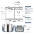 Transolid Aversa 33in x 22in silQ Granite Drop-in Double Bowl Kitchen Sink with 4 CADE Faucet Holes, In White