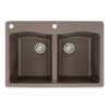 Transolid Aversa 33in x 22in silQ Granite Drop-in Double Bowl Kitchen Sink with 2 CA Faucet Holes, in Espresso