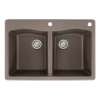 Transolid Aversa 33in x 22in silQ Granite Drop-in Double Bowl Kitchen Sink with 2 CE Faucet Holes, in Espresso