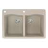Transolid Aversa 33in x 22in silQ Granite Drop-in Double Bowl Kitchen Sink with 2 CA Faucet Holes, in Café Latte