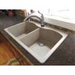 33-in X 22-in X 9.5-in silQ Granite Kitchen Sink with Double Equal bowls, Drop-in Installation with 2 CA Faucet Holes, in CafÃ© Latte