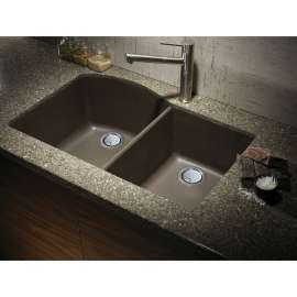31.375-in x 20.5-in x 9.5-in silQ Granite Kitchen Sink with 1-3/4 D-Shape Double bowls, Undermount Installation, in Espresso