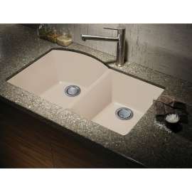 31.375-in x 20.5-in x 9.5-in silQ Granite Kitchen Sink with 1-3/4 D-Shape Double bowls, Undermount Installation, in Cafe Latte