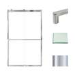 Frameless bypass shower door in frame finish with smooth clear glass texture and classic Riley handles 48-in W x 80-in H