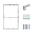 Frameless bypass shower door in frame finish with smooth clear glass texture and classic Sabrina handles 48-in W x 80-in H
