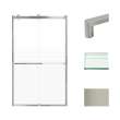 BRP488008F-R-BS Brianna 48 in. W x 80 in. H Frameless By-Pass Shower Door in Brushed Stainless Finish with Frosted Glass and Riley Handles