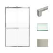 BRP488008F-S-BS Brianna 48 in. W x 80 in. H Frameless By-Pass Shower Door in Brushed Stainless Finish with Frosted Glass and Sabrina Handles
