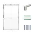 Frameless bypass shower door in frame finish with frosted glass texture and classic Sabrina handles 48-in W x 80-in H