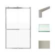 BRP488008F-T-BS Brianna 48 in. W x 80 in. H Frameless By-Pass Shower Door in Brushed Stainless Finish with Frosted Glass and Turin Handles