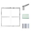 Frameless bypass shower door in frame finish with smooth clear glass texture and classic Turin handles 60-in W x 62-in H