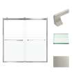 BRP606208F-J-BS Brianna 60 in. W x 62 in. H Frameless By-Pass Shower Door in Brushed Stainless Finish with Frosted Glass and Justin Handles