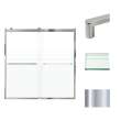 Frameless bypass shower door in frame finish with frosted glass texture and classic Riley handles 60-in W x 62-in H