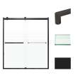 BRP607008F-R-MB Brianna 60 in. W x 70 in. H Frameless By-Pass Shower Door in Matte Black Finish with Frosted Glass and Riley Handles
