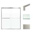BRP607008F-T-BS Brianna 60 in. W x 70 in. H Frameless By-Pass Shower Door in Brushed Stainless Finish with Frosted Glass and Turin Handles