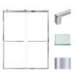 Frameless bypass shower door in frame finish with smooth clear glass texture and classic Sabrina handles 60-in W x 80-in H