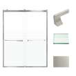 BRP608008F-J-BS Brianna 60 in. W x 80 in. H Frameless By-Pass Shower Door in Brushed Stainless Finish with Frosted Glass and Justin Handles