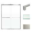 BRP608008F-S-BS Brianna 60 in. W x 80 in. H Frameless By-Pass Shower Door in Brushed Stainless Finish with Frosted Glass and Sabrina Handles
