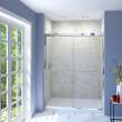 Slim bypass shower door in Polished Chrome frame finish with a smooth clear glass texture 57-3/4-in to 59-in W x 76-in H