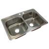 33-in x 22.02-in x 8-in 18 Gauge Double Equa Bowls, Stainless Steel Kitchen Sink, Drop-in Installation with MR2-Holes, with Grids, Strainer, Disposer Strainer, Installation Kit
