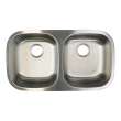 32.375-in x 18.125-in x 8-in 18 Gauge Double Equal Bowls, Undermount Stainless Steel Kitchen Sink