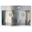 Transolid Diamond 33in x 22in 16 Gauge Dual Mount Double Bowl Kitchen Sink with Low Divide with FR2 Holes