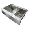 Transolid Diamond 36in x 25in 16 Gauge Dual Mount Double Bowl Kitchen Sink with Low Divide with 3 Holes