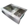 Transolid Diamond 36in x 25in 16 Gauge Dual Mount Double Bowl Kitchen Sink with Low Divide with 1 Hole