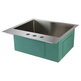 23-in x 22-in x 10-in 16 Gauge Single Bowl, Stainless Steel Kitchen Sink, Micro Edge Dual Mount Installation, with 3 Holes