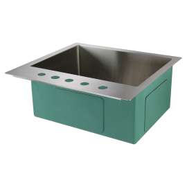 23-in x 22-in x 10-in 16 Gauge Single Bowl, Stainless Steel Kitchen Sink, Micro Edge Dual Mount Installation, with 5 Holes