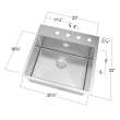 Transolid Diamond 23in x 22in 16 Gauge  Dual Mount Single Bowl Kitchen Sink with FR2 Holes