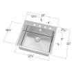 Transolid Diamond 25in x 22in 16 Gauge  Dual Mount Single Bowl Kitchen Sink with FR2 Holes