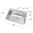 Transolid Diamond 32in x 22in 16 Gauge Super  Dual Mount Single Bowl Kitchen Sink with ML2 Holes