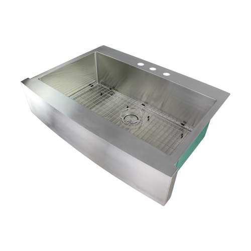 Transolid Diamond 36in x 25in 16 Gauge Super  Dual Mount Single Bowl Kitchen Sink with 3 Holes